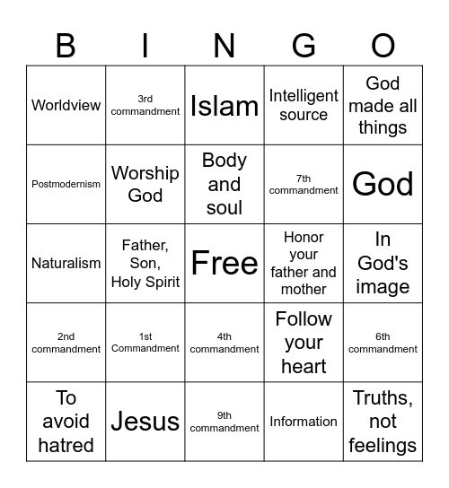 Compass Kids Trivia Bingo Card