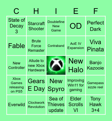 Xbox SGF 2025 Bingo Card