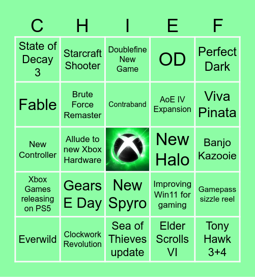 Xbox SGF 2025 Bingo Card