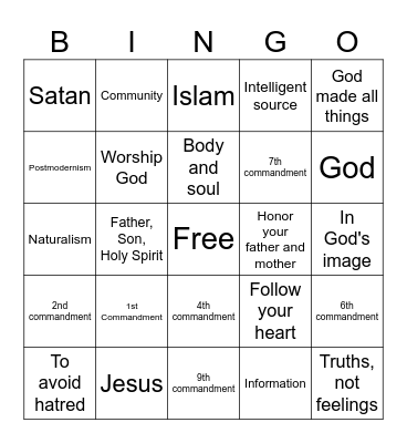 Compass Kids Trivia Bingo Card