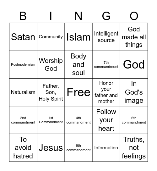 Compass Kids Trivia Bingo Card