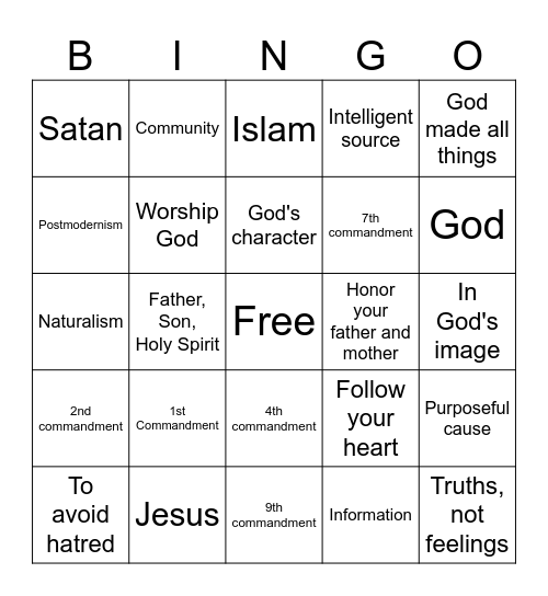 Compass Kids Trivia Bingo Card