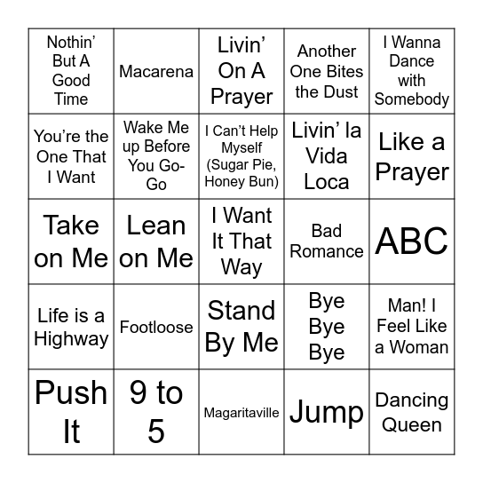OCU Music Bingo Card