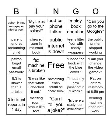 Public Library Bingo Card
