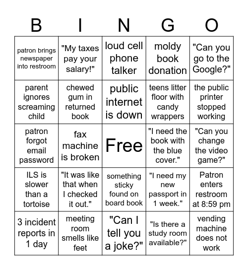 Public Library Bingo Card