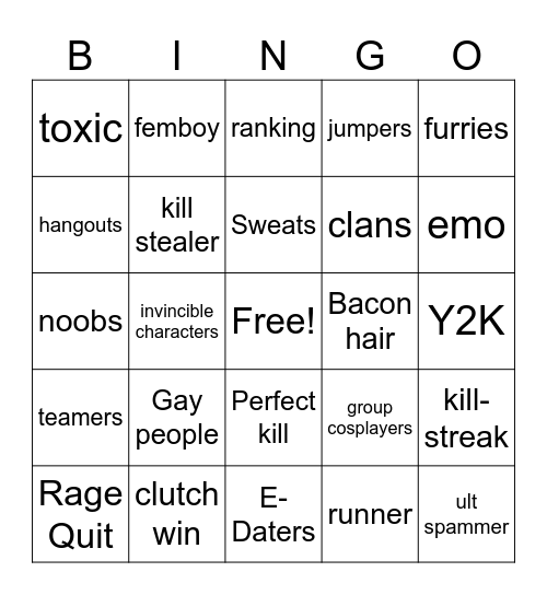 Heroes Battlegrounds Bingo Card