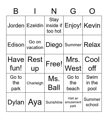 Social Skills Bingo Card