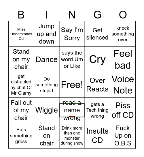 Glamy Bingo Card