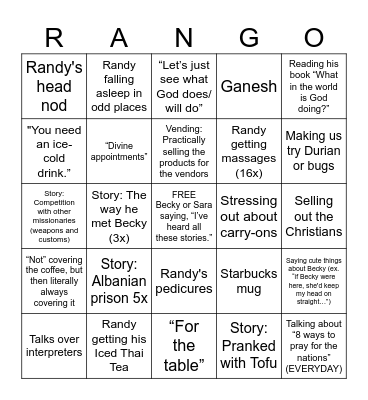 RANDY BINGO Card