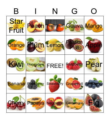 FRUIT Bingo Card