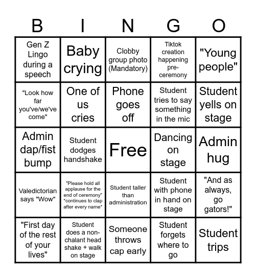 2025 Clobuation Bingo Card