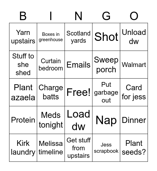 Thurs Bingo Card