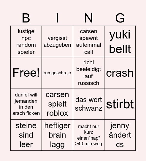 Arise Bingo fürs leveln von Jenny Bingo Card