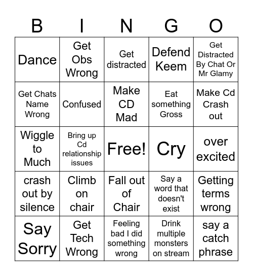 Glamy Bingo 💚 Bingo Card