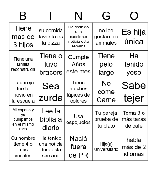EL CIRCULO Bingo Card
