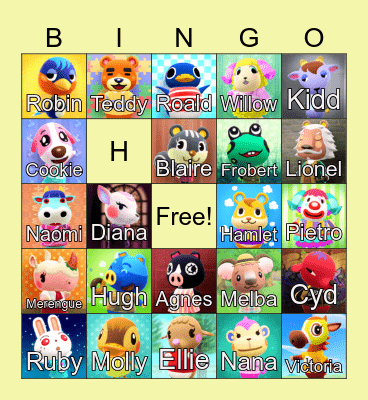 Animal Crossing Bingo Card