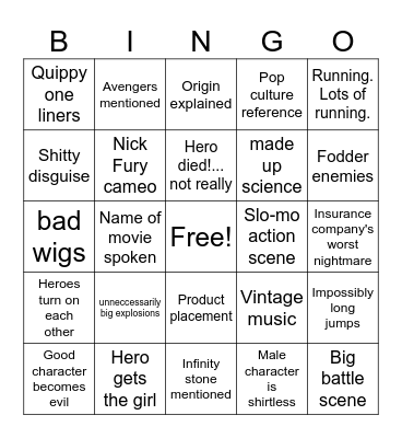 Eternals Bingo Card