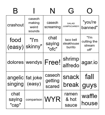 CaseOh Moments Bingo Card
