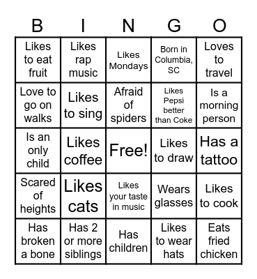 Find someone who... Bingo Card