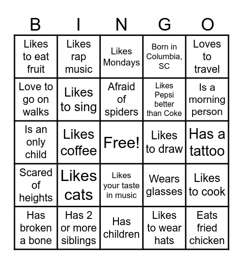 Find someone who... Bingo Card