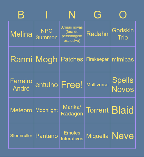 Nightreign BINGO Card