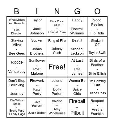 Music Bingo Card