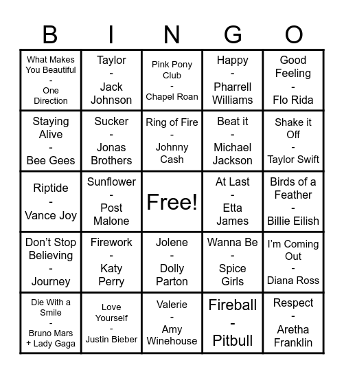 Music Bingo Card
