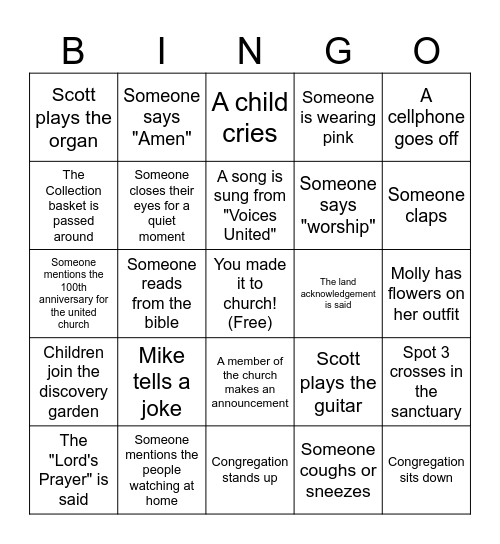 OUC Bingo! Bingo Card