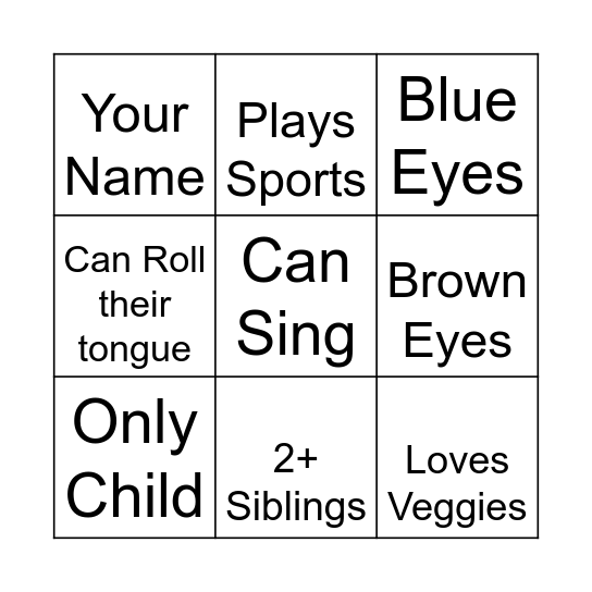 Uniquely You Bingo Card
