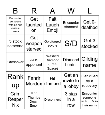 lickerton brawlhalla Bingo Card