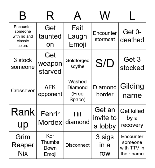 lickerton brawlhalla Bingo Card