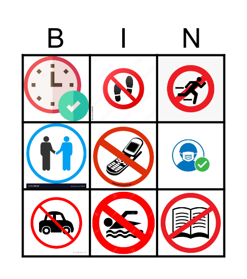 Must/Mustn't BINGO Card