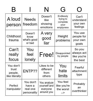 Nikolai Kinnie Bingo Card