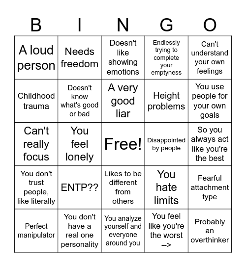 Nikolai Kinnie Bingo Card