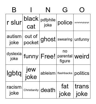 ghost stories dubbed Bingo Card