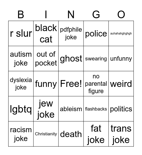 ghost stories dubbed Bingo Card