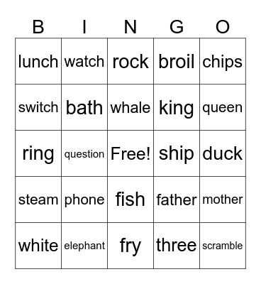 Upper phonics bingo Card