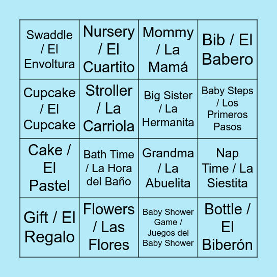 Cesar Alejandro's Baby Shower Bingo Card