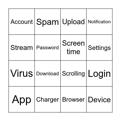 Technology Bingo Card