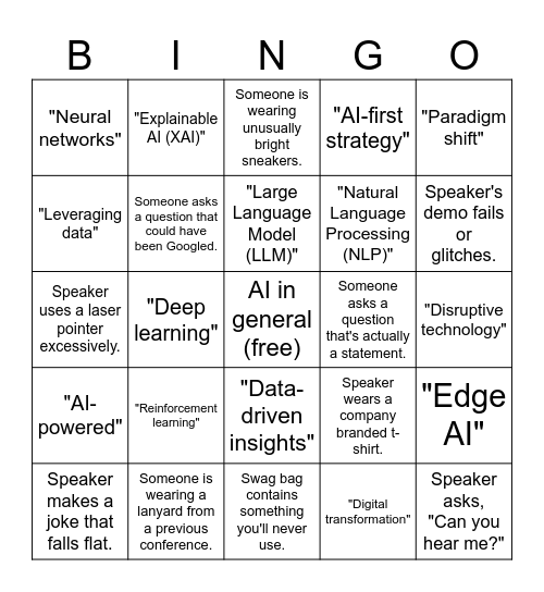 Google Summit Bingo Card