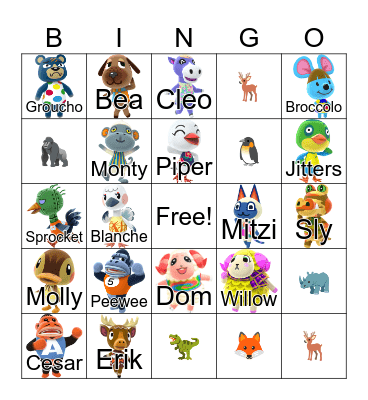 Animal Crossing Bingo Card