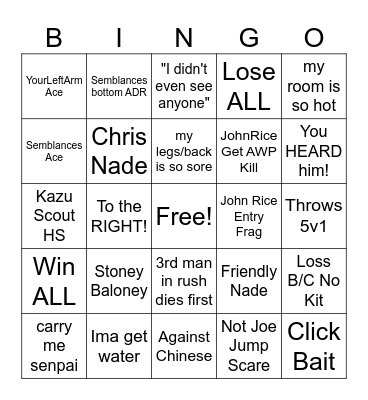 CS2 Bingo Card