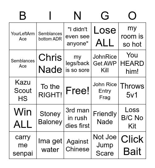 CS2 Bingo Card