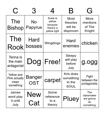 MY Deltarune Bingo Card