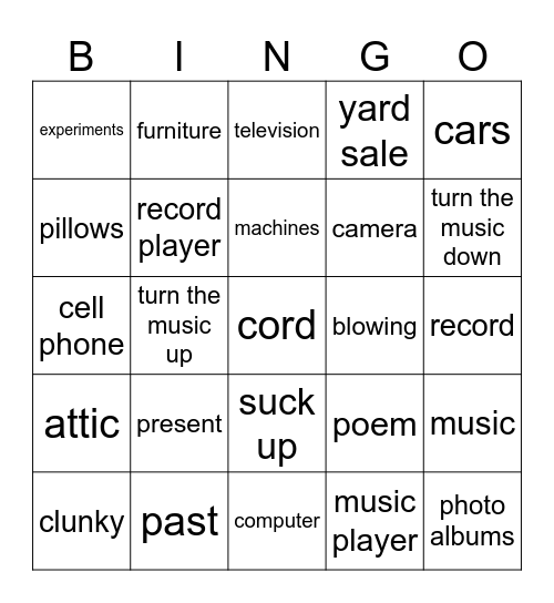 lesson 3 Bingo Card