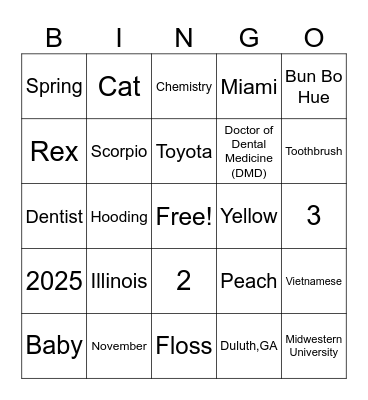 Melinda's Bingo Card