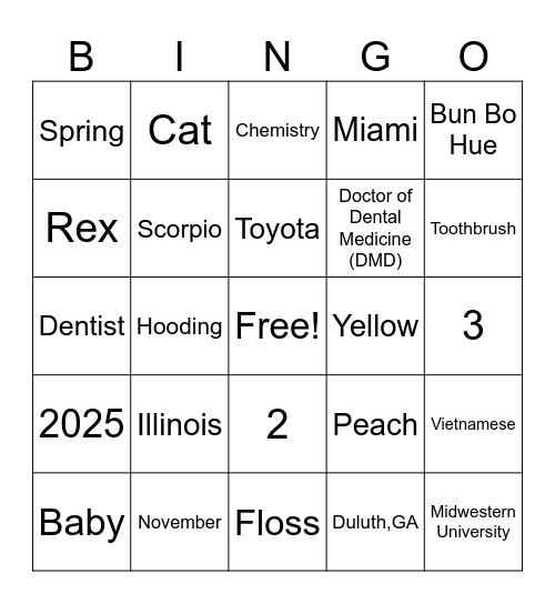 Melinda's Bingo Card