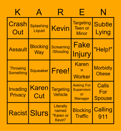 Karen BINGO Card