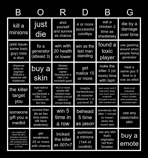 the forsaken bingo card:D (little update) Bingo Card