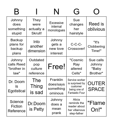 Fantastic Four Bingo Card